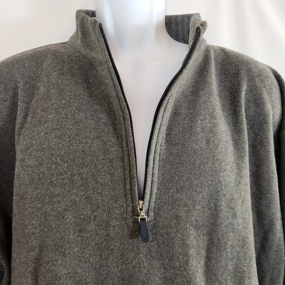 Peter Millar‎ Mens Gray 1/4 Zip Pullover Sweater Top Mens Size XL 100% Cotton